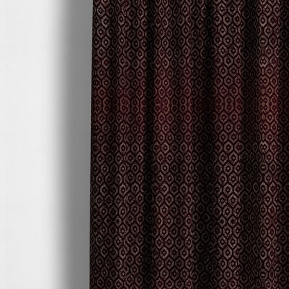 Kimberley Geometric Pattern Soft Chenille Upholstery Fabric In Maroon Red Colour CTR-1169 - Made To Measure Curtains