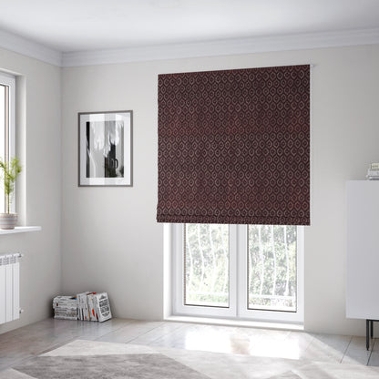 Kimberley Geometric Pattern Soft Chenille Upholstery Fabric In Maroon Red Colour CTR-1169 - Roman Blinds