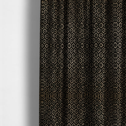 Kimberley Geometric Pattern Soft Chenille Upholstery Fabric In Black Colour CTR-1170 - Made To Measure Curtains