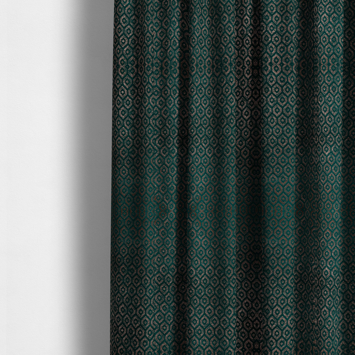 Kimberley Geometric Pattern Soft Chenille Upholstery Fabric In Teal Colour CTR-1171 - Made To Measure Curtains