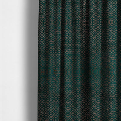 Kimberley Geometric Pattern Soft Chenille Upholstery Fabric In Teal Colour CTR-1171 - Made To Measure Curtains