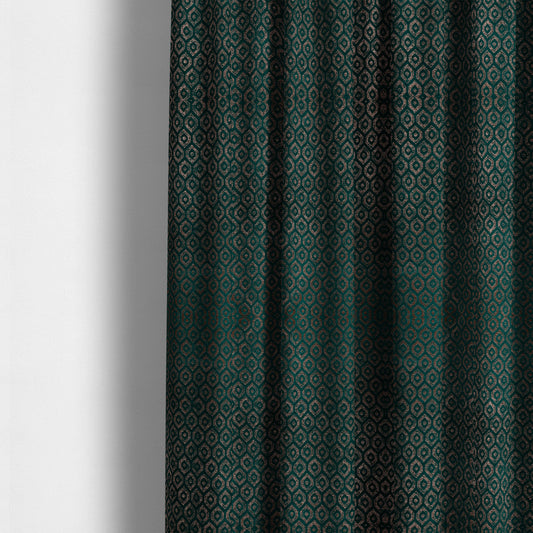 Kimberley Geometric Pattern Soft Chenille Upholstery Fabric In Teal Colour CTR-1171 - Made To Measure Curtains