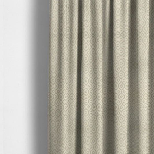 Kimberley Geometric Pattern Soft Chenille Upholstery Fabric In Cream Colour CTR-1172 - Made To Measure Curtains