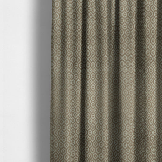 Kimberley Geometric Pattern Soft Chenille Upholstery Fabric In Brown Colour CTR-1173 - Made To Measure Curtains