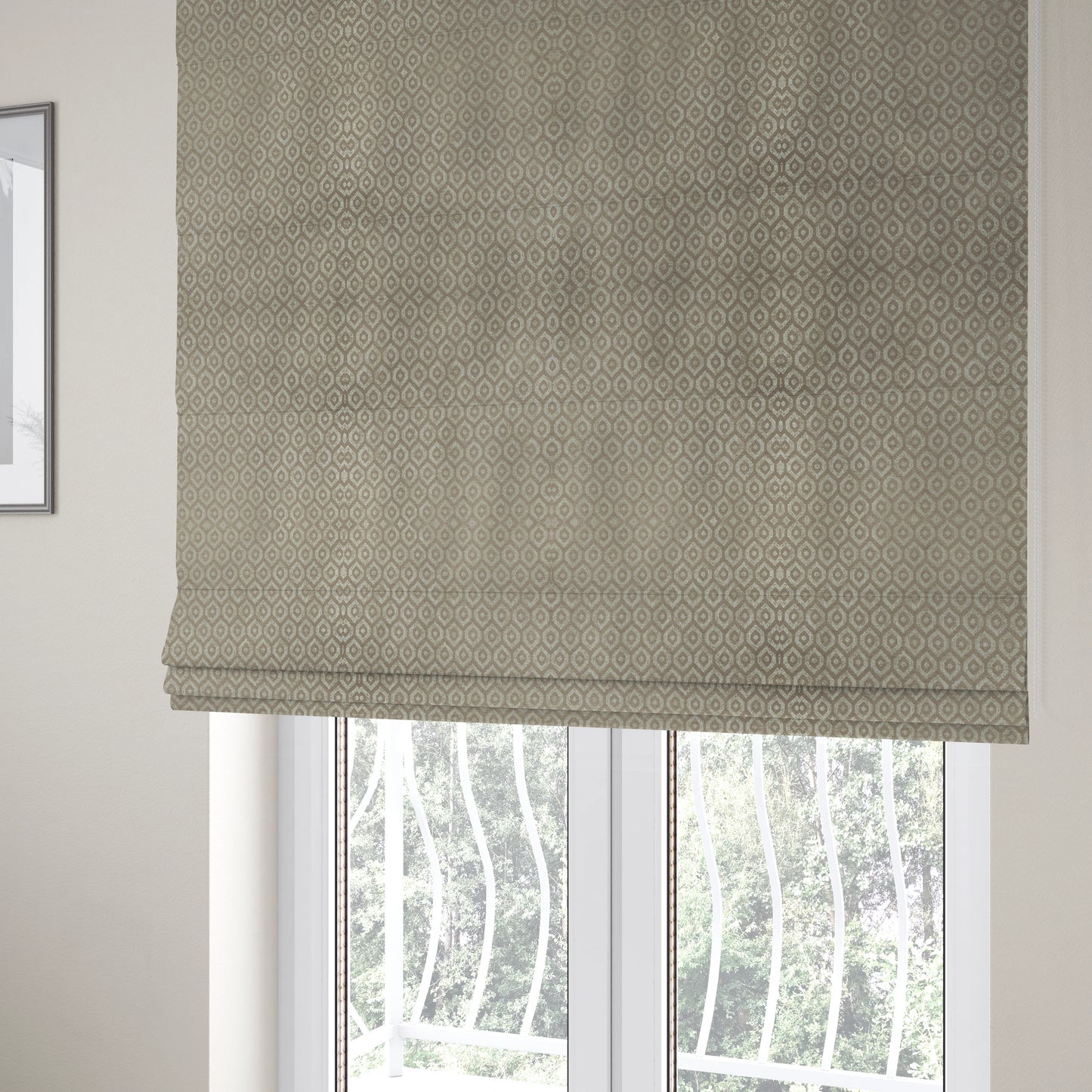 Kimberley Geometric Pattern Soft Chenille Upholstery Fabric In Brown Colour CTR-1173 - Roman Blinds