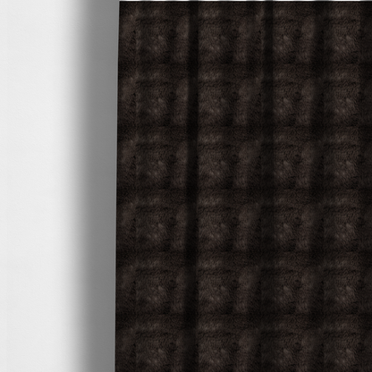 The fabric used to create these made-to-measure curtains is a deep, dark espresso or near-black, high-pile faux fur fabric. It displays a dense, luxurious texture with soft, slightly tousled fibres that create a cosy, sophisticated shag-like appearance.