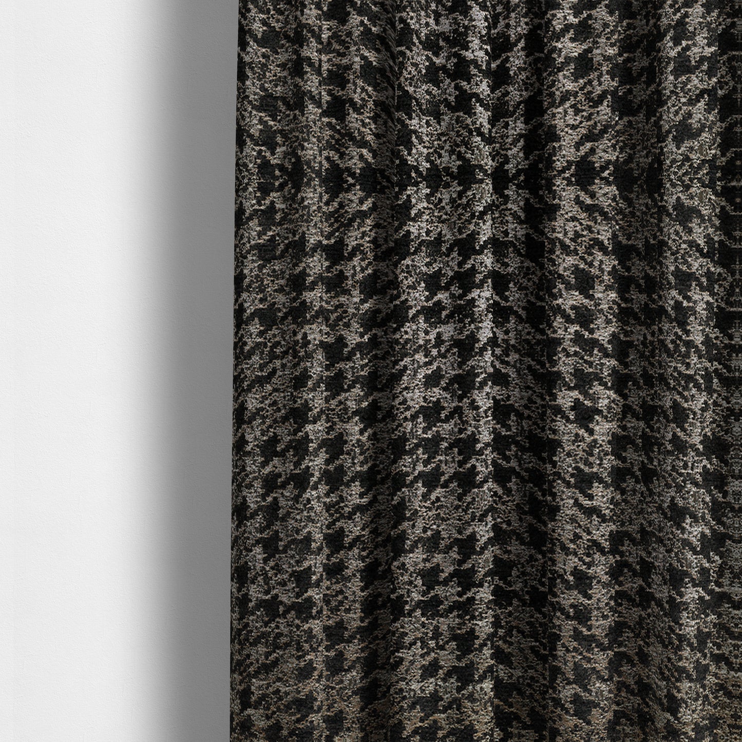 Kimberley Houndstooth Pattern Soft Chenille Upholstery Fabric In Grey Colour CTR-1175 - Made To Measure Curtains