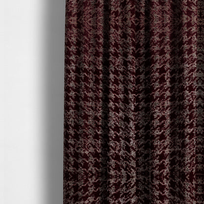 Kimberley Houndstooth Pattern Soft Chenille Upholstery Fabric In Maroon Red Colour CTR-1176 - Made To Measure Curtains