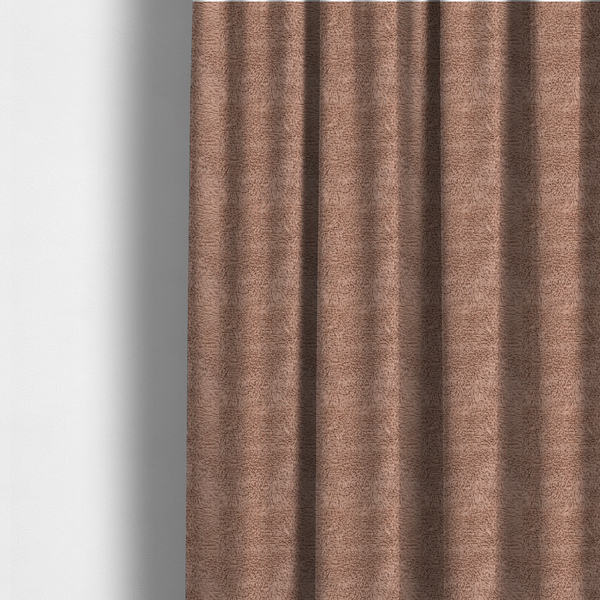 The fabric used to create these made-to-measure curtains is a dusty rose or soft mauve, high-pile faux fur fabric. It features a dense, luxurious texture with soft, tousled fibres that create a cosy, shag-like appearance.