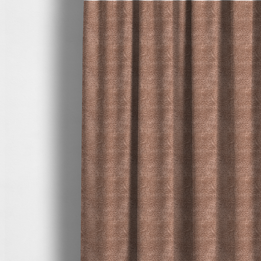 The fabric used to create these made-to-measure curtains is a dusty rose or soft mauve, high-pile faux fur fabric. It features a dense, luxurious texture with soft, tousled fibres that create a cosy, shag-like appearance.