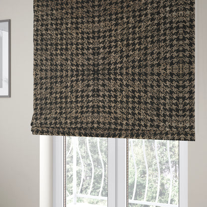 Kimberley Houndstooth Pattern Soft Chenille Upholstery Fabric In Black Colour CTR-1177 - Roman Blinds