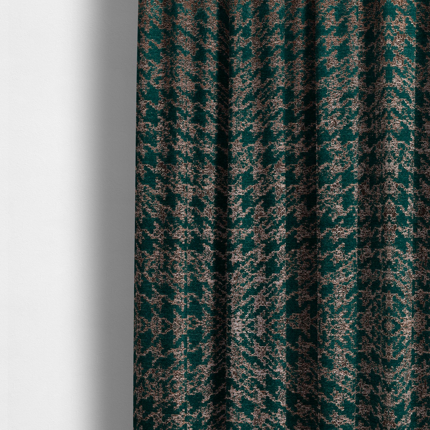 Kimberley Houndstooth Pattern Soft Chenille Upholstery Fabric In Teal Colour CTR-1178 - Made To Measure Curtains