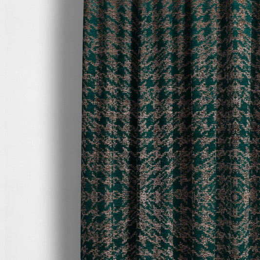 Kimberley Houndstooth Pattern Soft Chenille Upholstery Fabric In Teal Colour CTR-1178 - Made To Measure Curtains