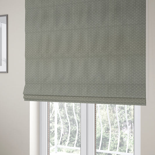 Elemental Collection Geometric Lock Pattern Soft Wool Textured Grey White Colour Upholstery Fabric CTR-118 - Roman Blinds