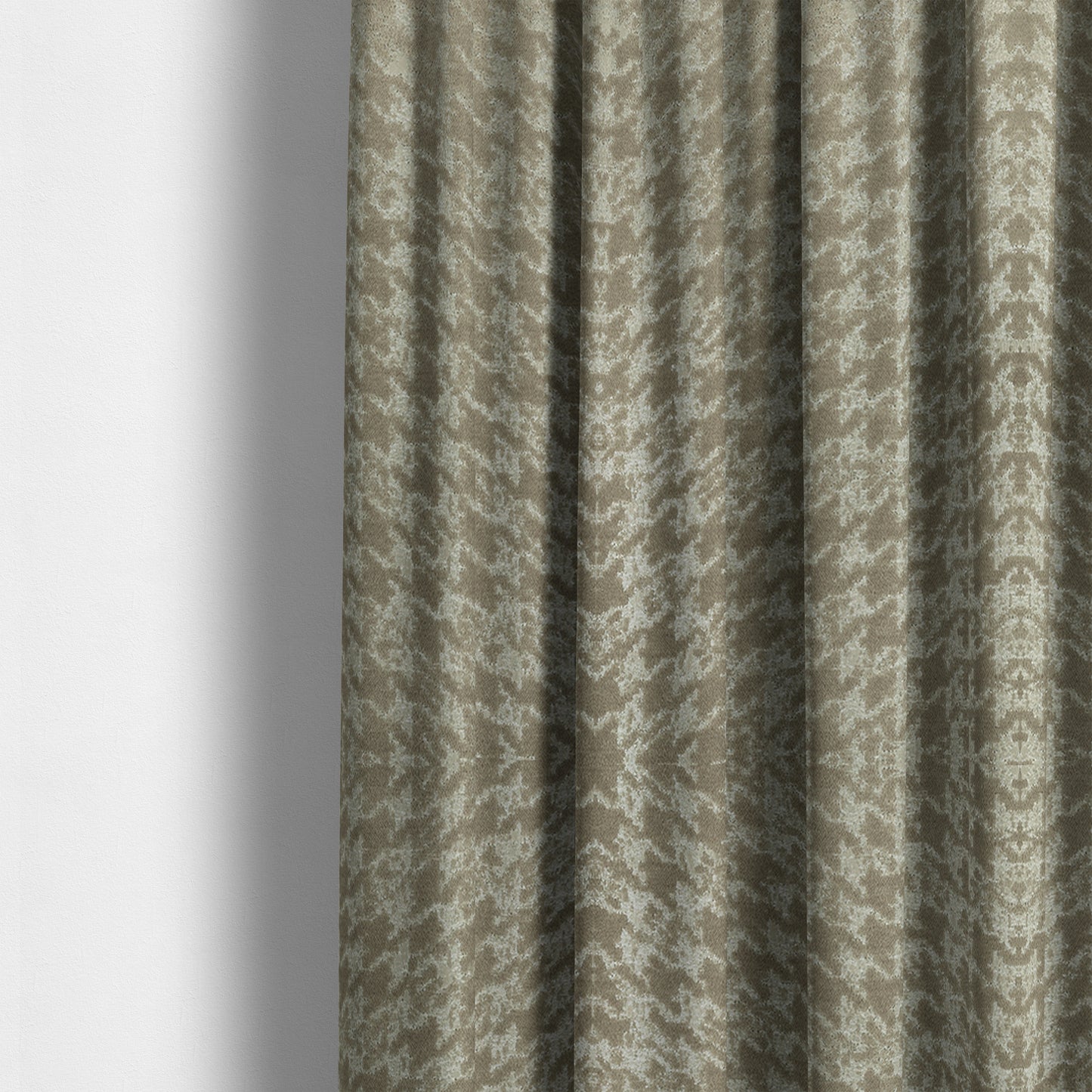 Kimberley Houndstooth Pattern Soft Chenille Upholstery Fabric In Brown Colour CTR-1180 - Made To Measure Curtains