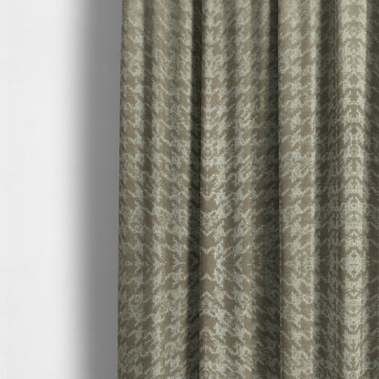 Kimberley Houndstooth Pattern Soft Chenille Upholstery Fabric In Brown Colour CTR-1180 - Made To Measure Curtains