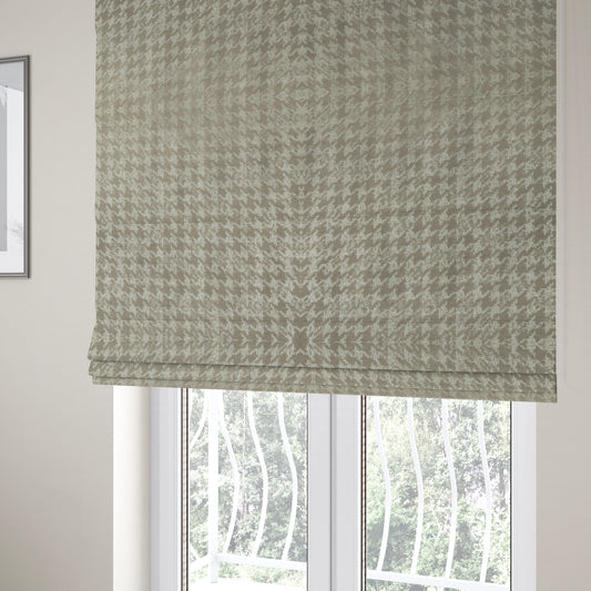 Kimberley Houndstooth Pattern Soft Chenille Upholstery Fabric In Brown Colour CTR-1180 - Roman Blinds