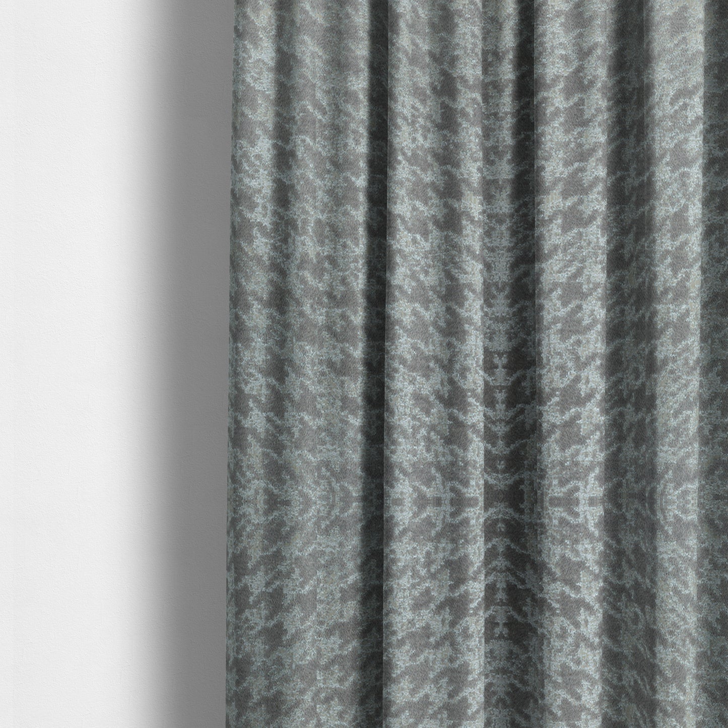 Kimberley Houndstooth Pattern Soft Chenille Upholstery Fabric In Silver Colour CTR-1181 - Made To Measure Curtains