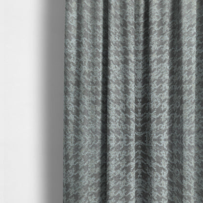 Kimberley Houndstooth Pattern Soft Chenille Upholstery Fabric In Silver Colour CTR-1181 - Made To Measure Curtains