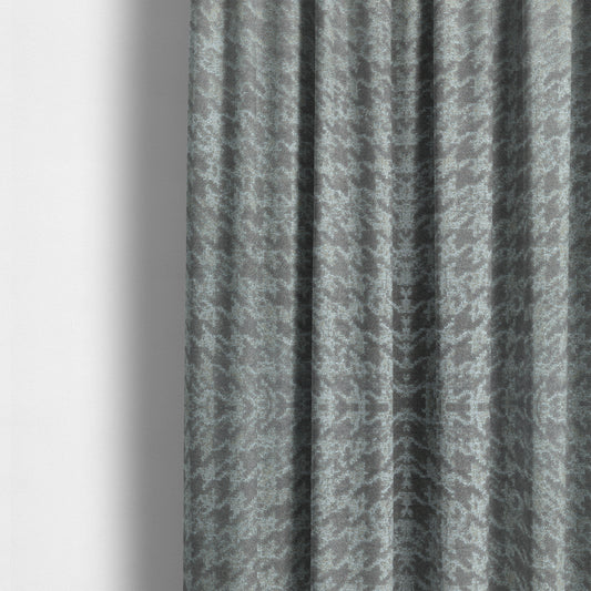 Kimberley Houndstooth Pattern Soft Chenille Upholstery Fabric In Silver Colour CTR-1181 - Made To Measure Curtains