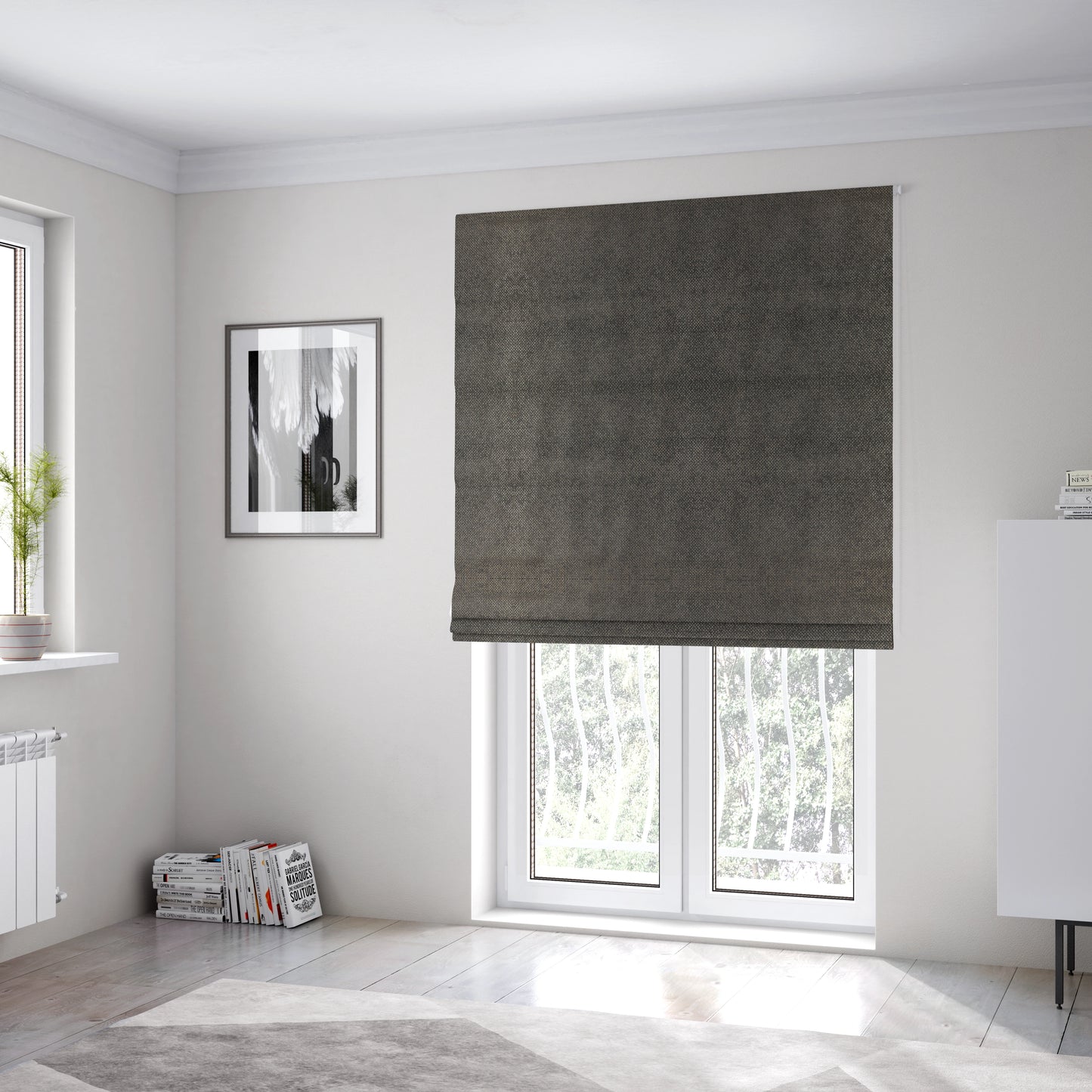 Kimberley Semi Plain Soft Chenille Upholstery Fabric In Grey Colour CTR-1182 - Roman Blinds