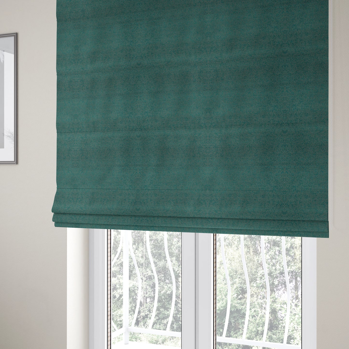 Kimberley Semi Plain Soft Chenille Upholstery Fabric In Teal Colour CTR-1185 - Roman Blinds