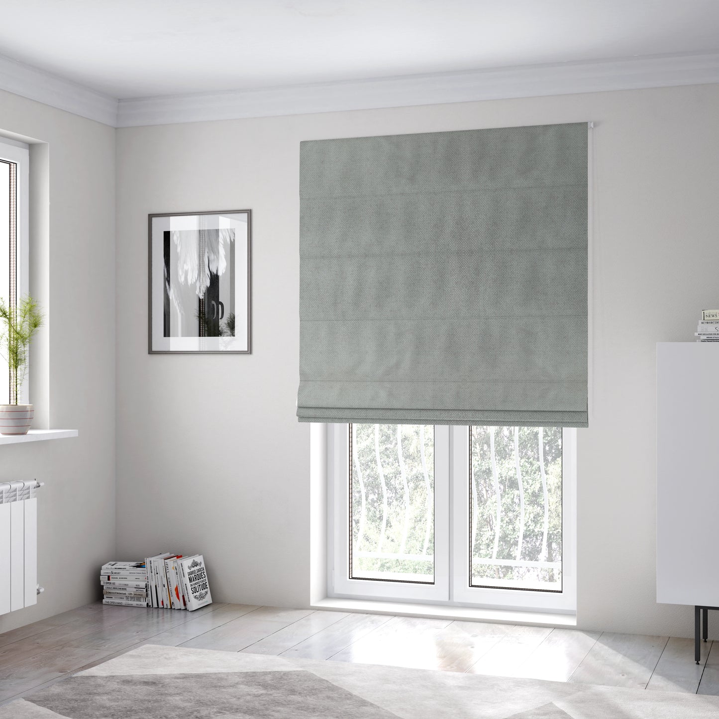 Kimberley Semi Plain Soft Chenille Upholstery Fabric In Silver Colour CTR-1188 - Roman Blinds