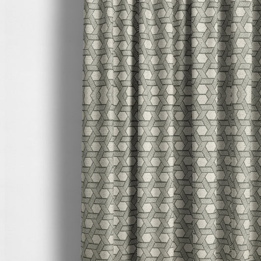 Elemental Collection Geometric Pattern Soft Wool Textured Grey White Colour Upholstery Fabric CTR-119 - Made To Measure Curtains