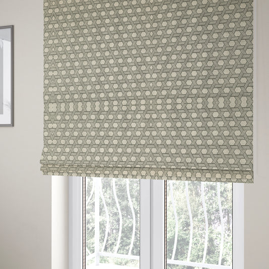 Elemental Collection Geometric Pattern Soft Wool Textured Grey White Colour Upholstery Fabric CTR-119 - Roman Blinds