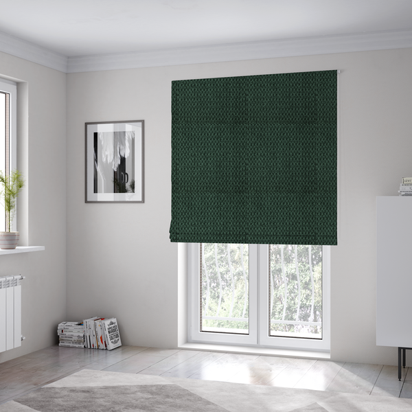 Chicago Bobble Effect Chenille Upholstery Fabric Pine Green Colour CTR-1190 - Roman Blinds