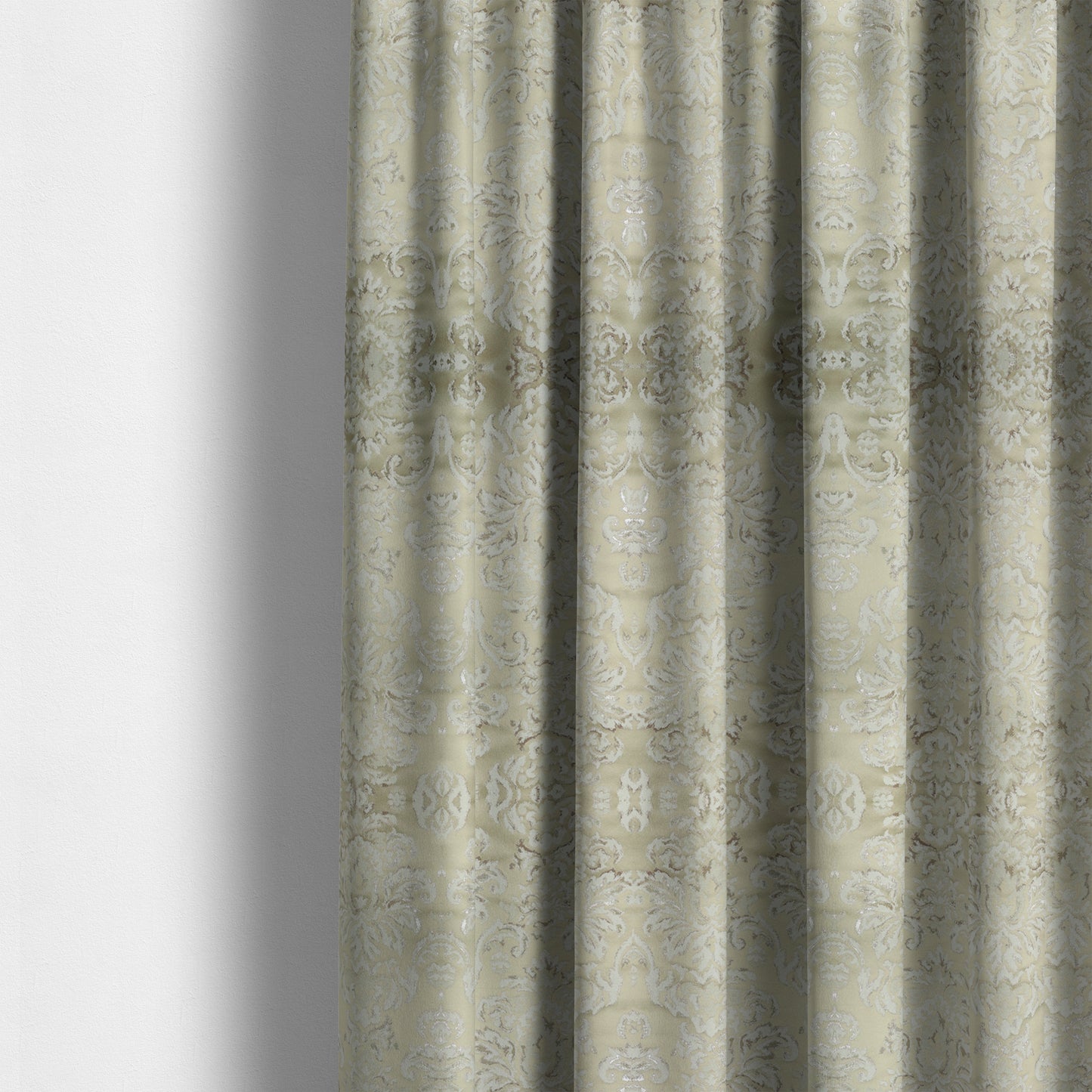 Nile Damask Pattern Metallic Tones Cream Gold Upholstery Fabric CTR-1192 - Made To Measure Curtains