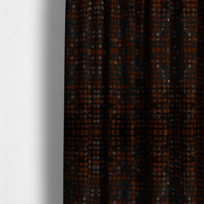 Nile Spotted Pattern Metallic Tones Navy Blue Orange Upholstery Fabric CTR-1198 - Made To Measure Curtains