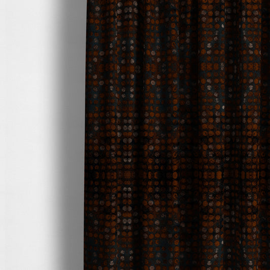 Nile Spotted Pattern Metallic Tones Navy Blue Orange Upholstery Fabric CTR-1198 - Made To Measure Curtains