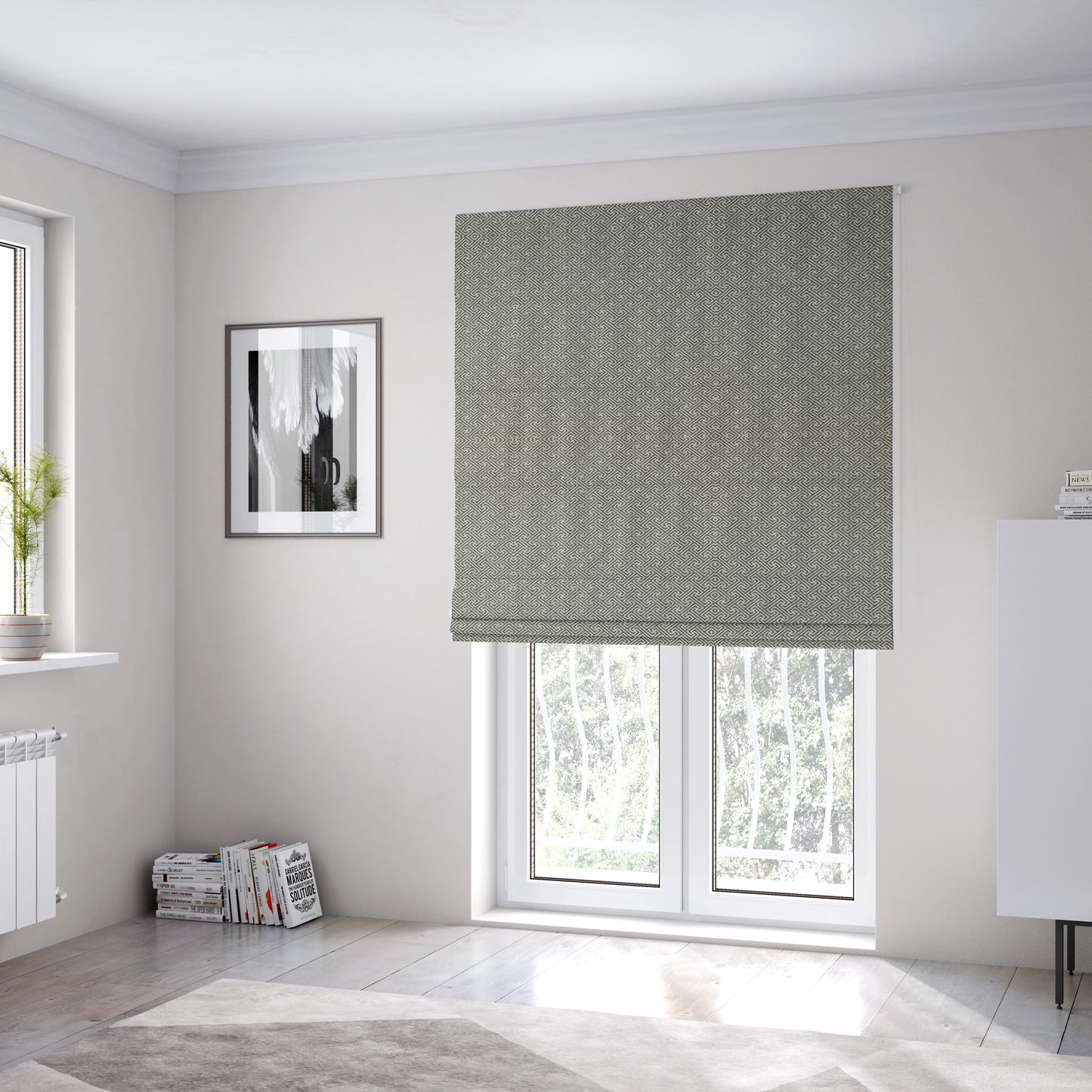 Elemental Collection Small Pattern Soft Wool Textured Grey White Colour Upholstery Fabric CTR-120 - Roman Blinds