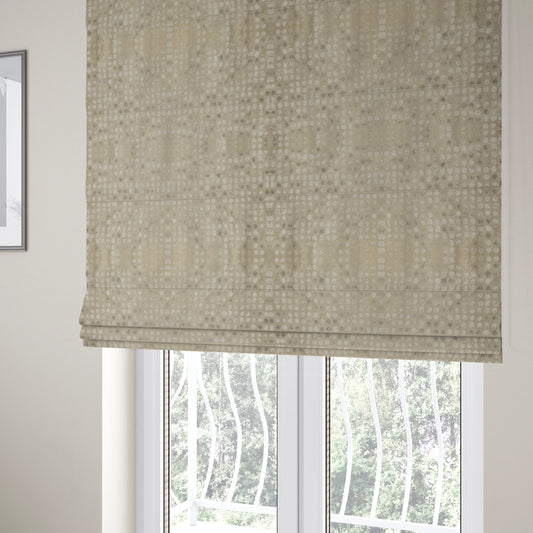 Nile Spotted Pattern Metallic Tones Cream Gold Upholstery Fabric CTR-1202 - Roman Blinds