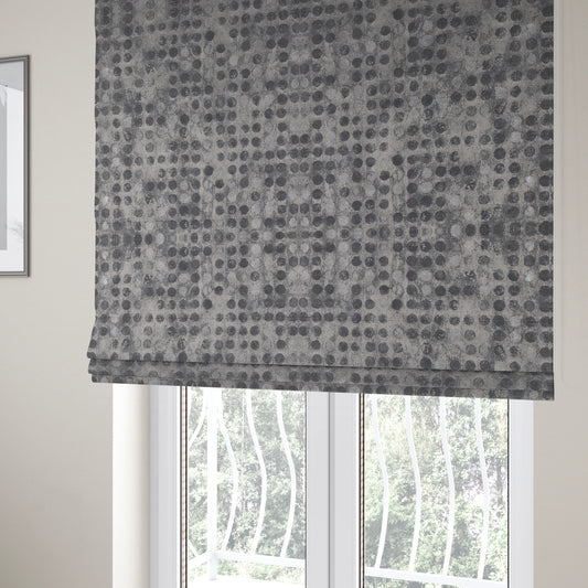 Nile Spotted Pattern Metallic Tones Silver Grey Upholstery Fabric CTR-1204 - Roman Blinds