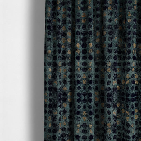 Nile Spotted Pattern Metallic Tones Blue Gold Upholstery Fabric CTR-1206 - Made To Measure Curtains