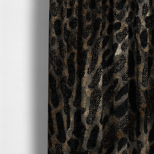 Nile Animal Print Pattern Metallic Tones Black Grey Gold Upholstery Fabric CTR-1207 - Made To Measure Curtains