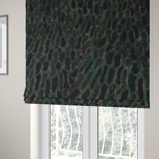 Nile Animal Print Pattern Metallic Tones Green Gold Upholstery Fabric CTR-1209 - Roman Blinds