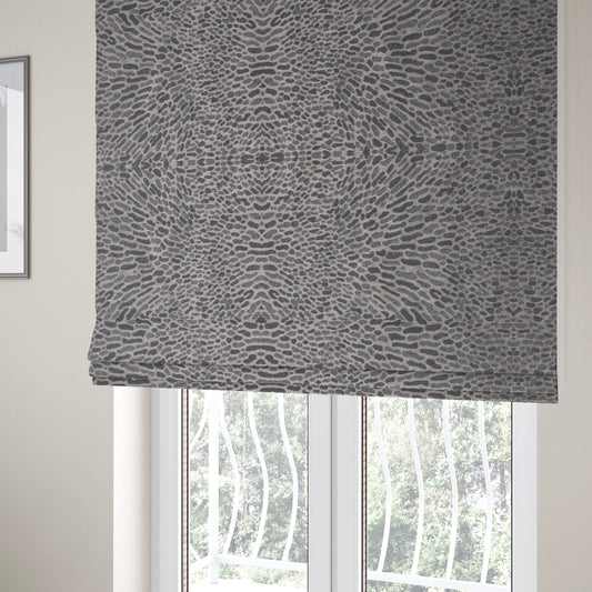 Nile Animal Print Pattern Metallic Tones Grey Silver Upholstery Fabric CTR-1211 - Roman Blinds