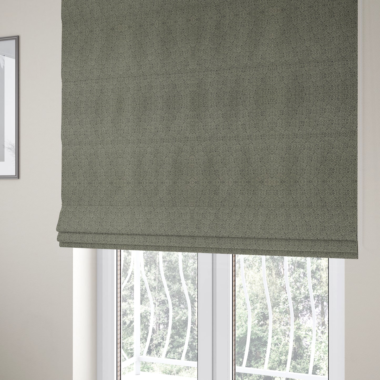 Sahara Geometric Pattern Chenille Material In Black Upholstery Fabric CTR-1213 - Roman Blinds