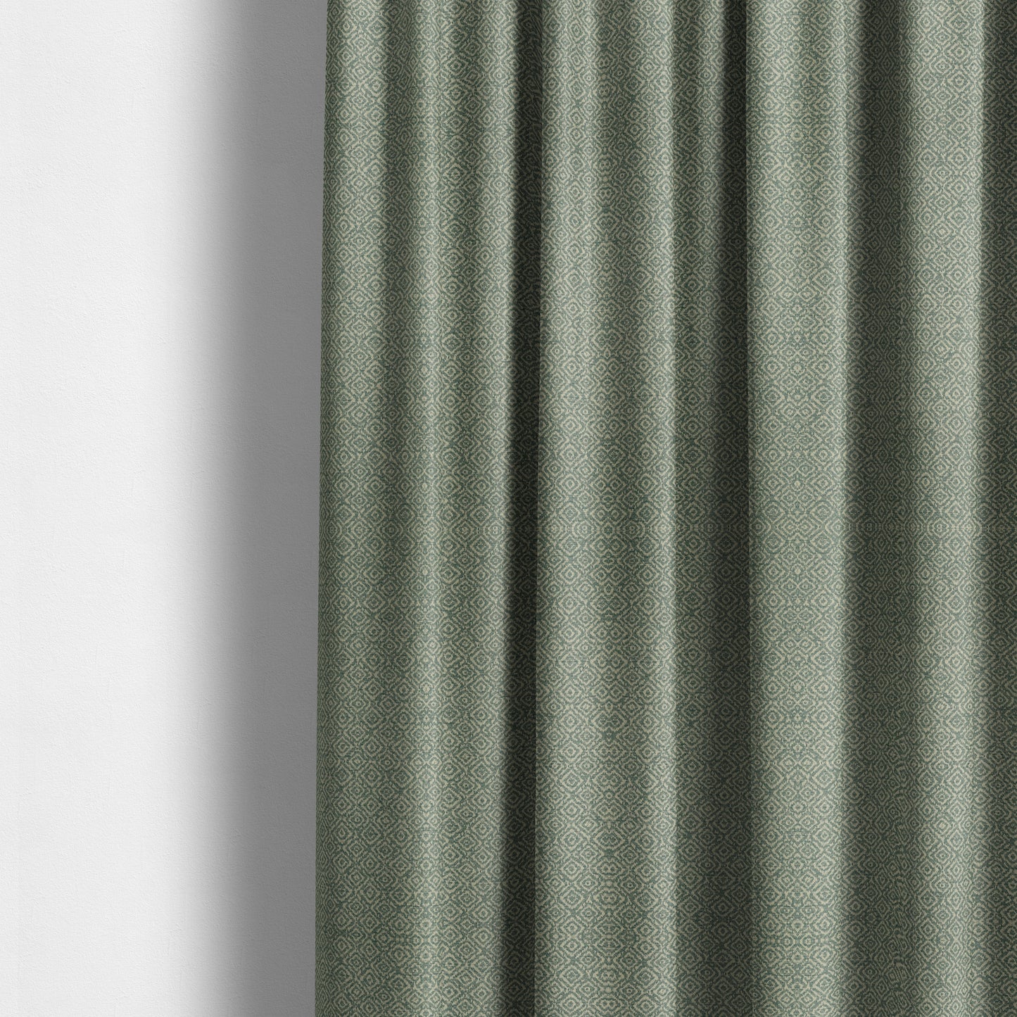 Sahara Geometric Pattern Chenille Material In Teal Blue Upholstery Fabric CTR-1215 - Made To Measure Curtains