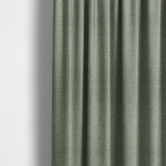 Sahara Geometric Pattern Chenille Material In Teal Blue Upholstery Fabric CTR-1215 - Made To Measure Curtains