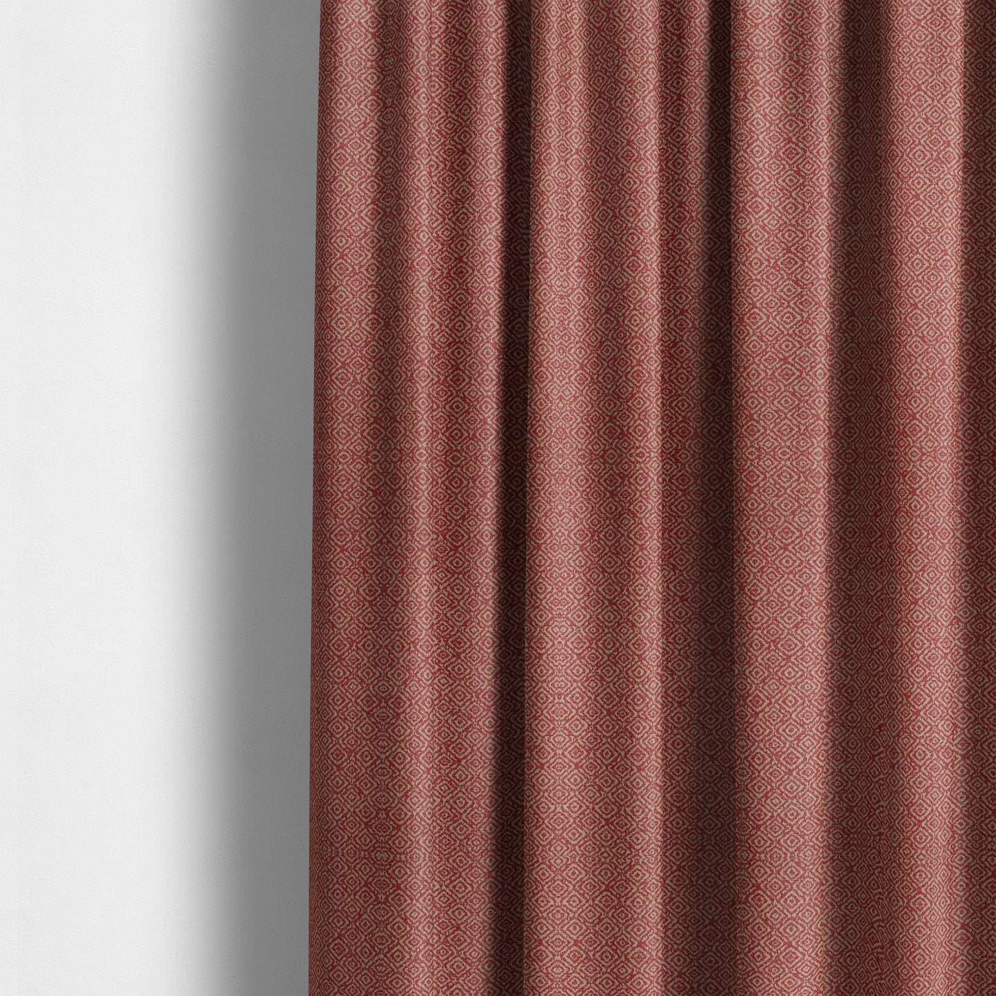 Sahara Geometric Pattern Chenille Material In Red Upholstery Fabric CTR-1217 - Made To Measure Curtains