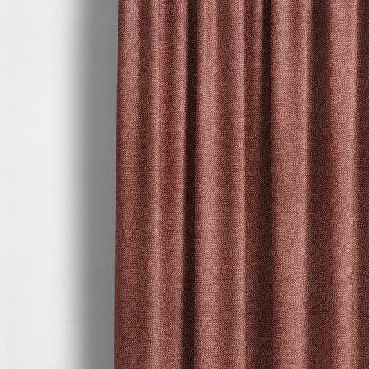 Sahara Geometric Pattern Chenille Material In Red Upholstery Fabric CTR-1217 - Made To Measure Curtains