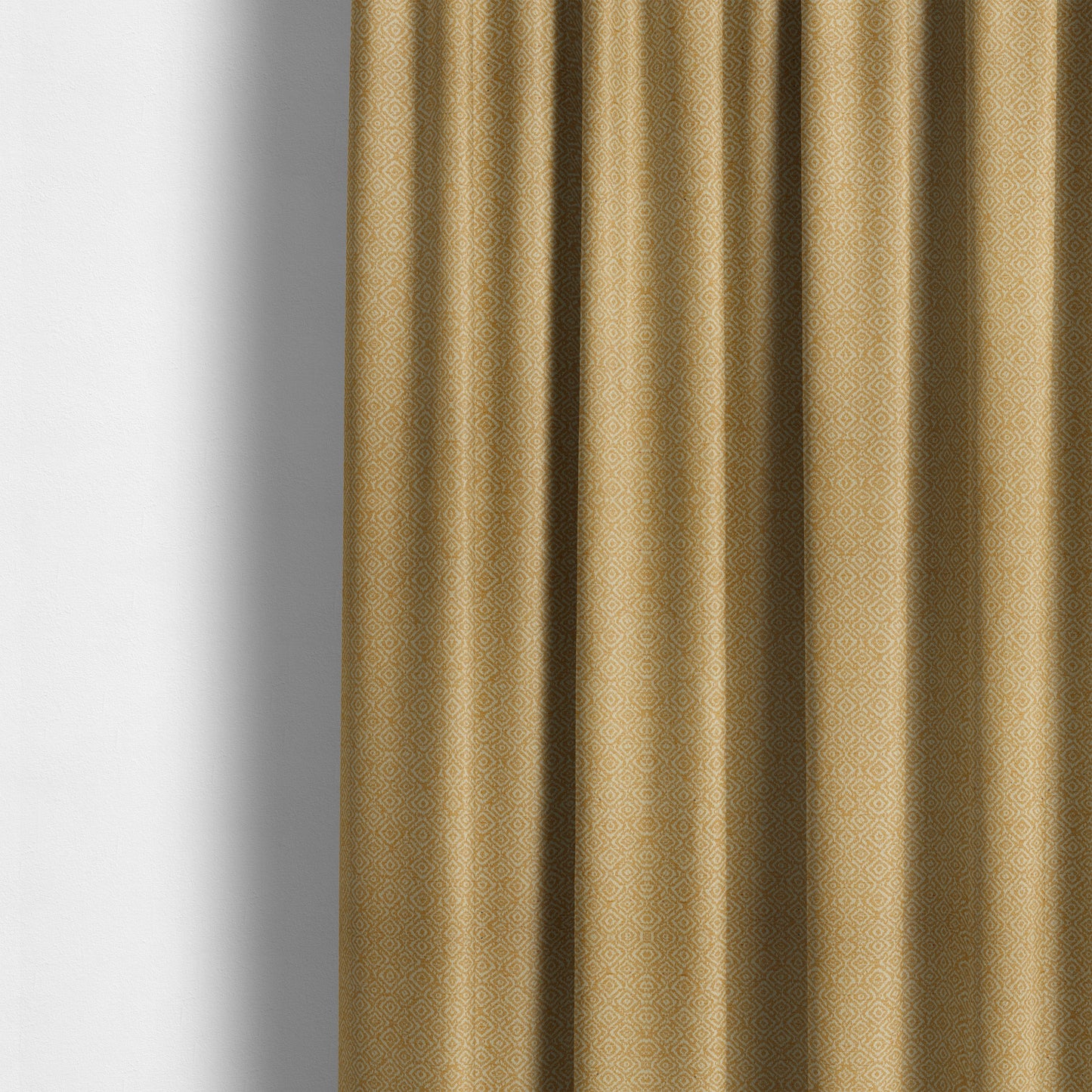 Sahara Geometric Pattern Chenille Material In Yellow Upholstery Fabric CTR-1218 - Made To Measure Curtains