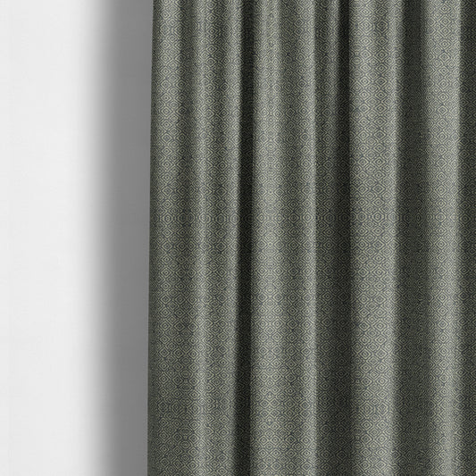 Sahara Geometric Pattern Chenille Material In Navy Blue Upholstery Fabric CTR-1219 - Made To Measure Curtains