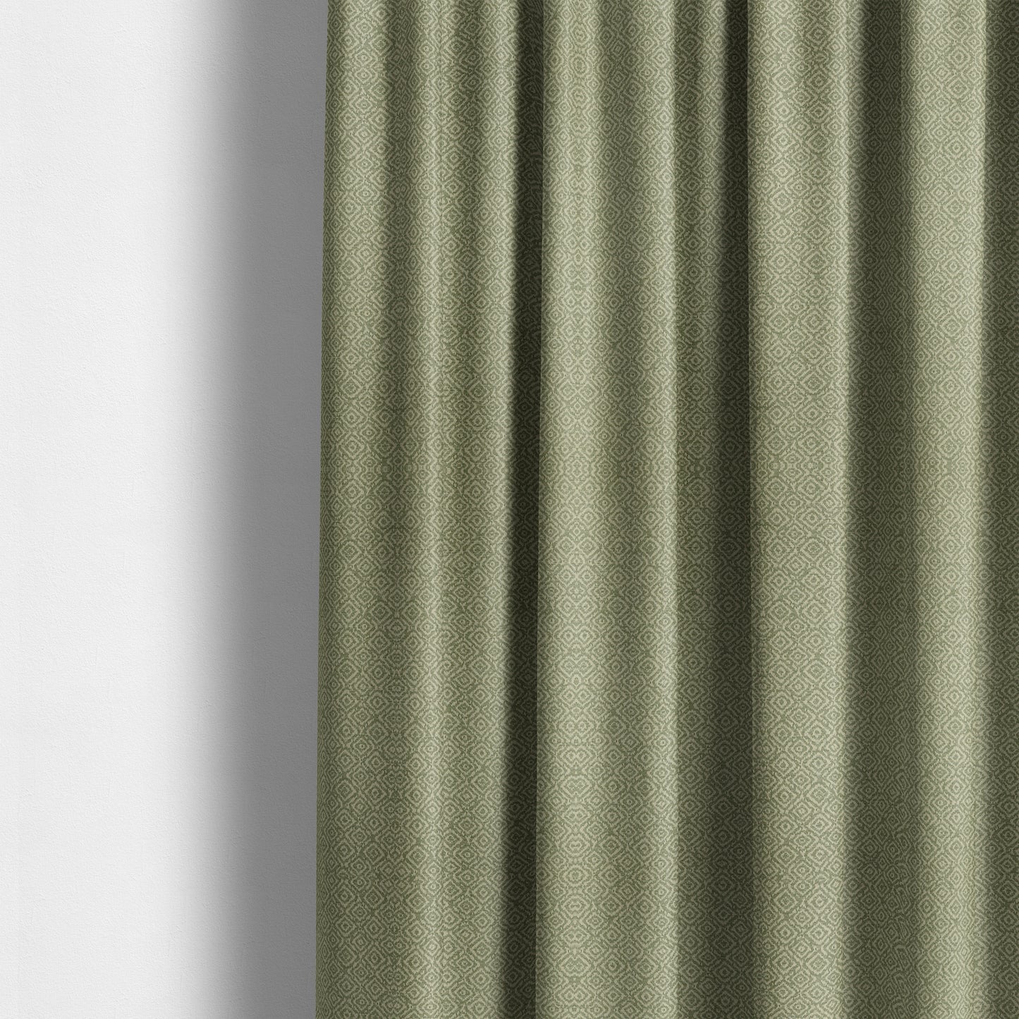 Sahara Geometric Pattern Chenille Material In Green Upholstery Fabric CTR-1220 - Made To Measure Curtains