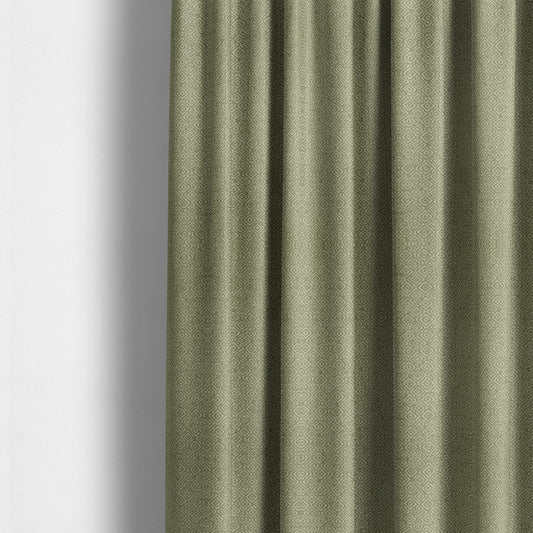 Sahara Geometric Pattern Chenille Material In Green Upholstery Fabric CTR-1220 - Made To Measure Curtains