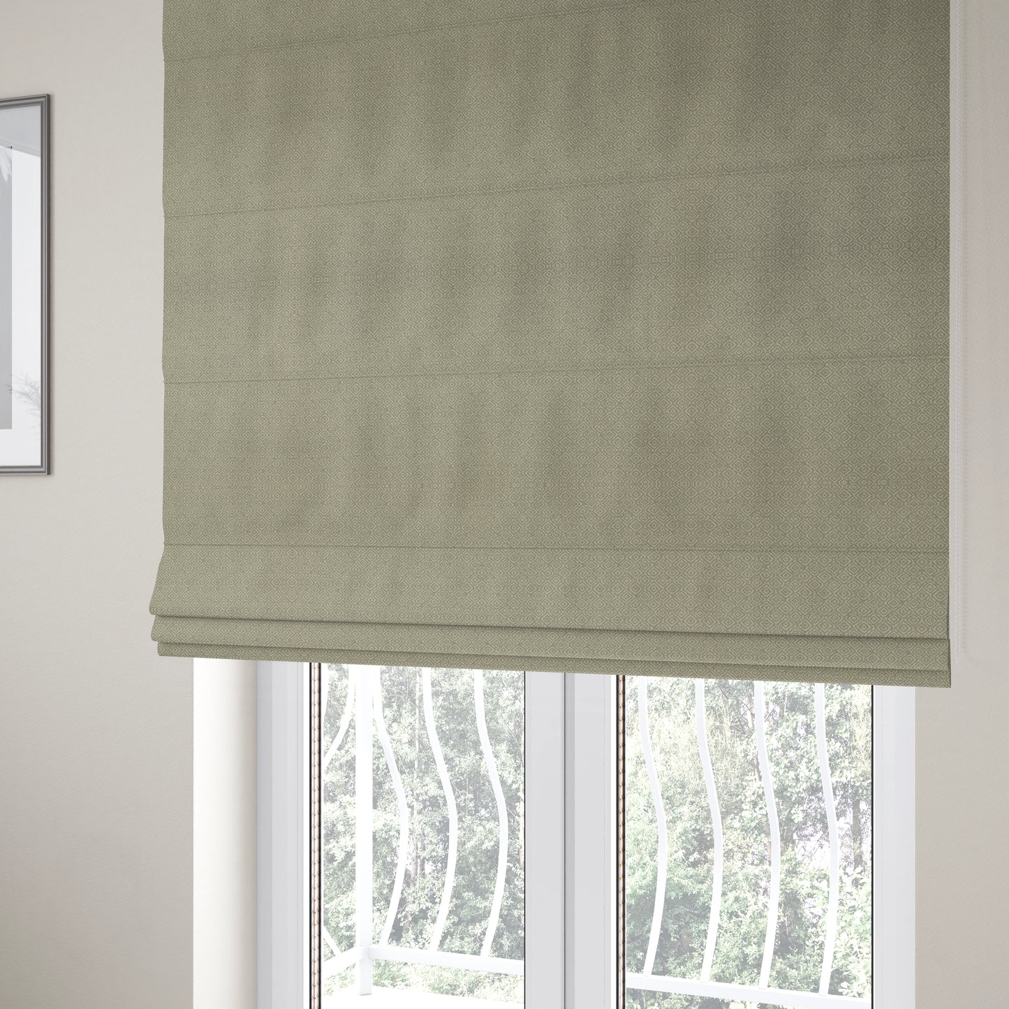 Sahara Geometric Pattern Chenille Material In Silver Upholstery Fabric CTR-1222 - Roman Blinds